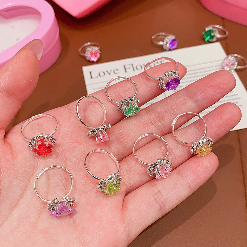 Anillo para niños Anillo de diamantes de simulación de princesa Anillo de piedras preciosas de cristal para niñas Lindas joyas de diamantes de imitación Joyas de diamantes image 4