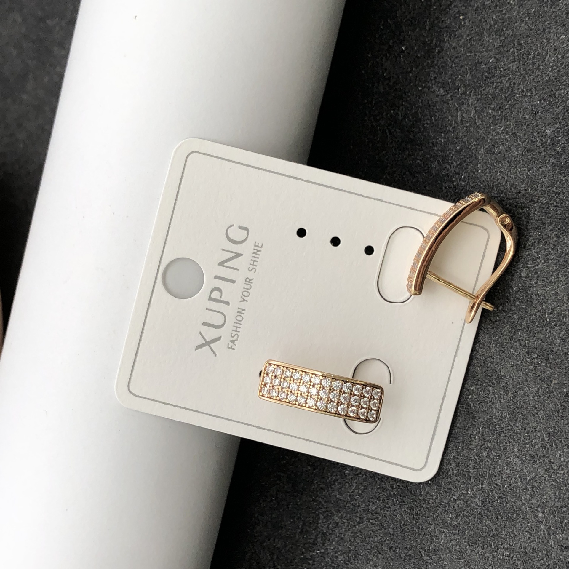 Pendientes de aro Xuping transfronterizos rusos de 18k con incrustaciones de diamantes, joyería de lujo ligero de alta gama al por mayor para mujer. image 64
