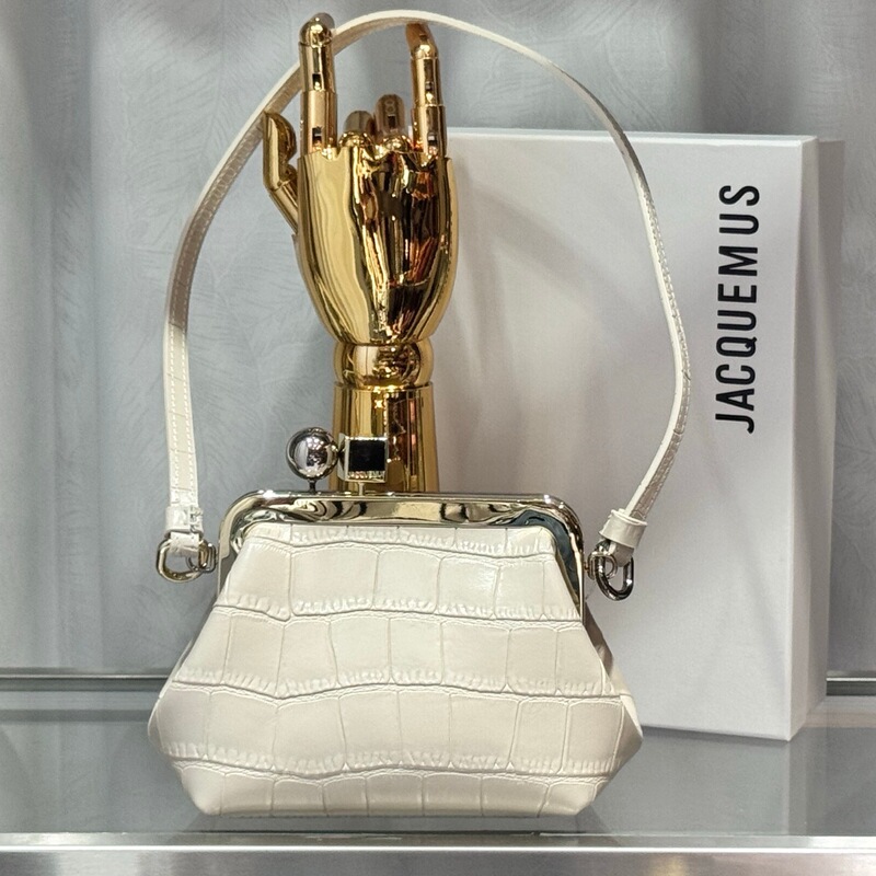 Mini Clutch Bag Jacquemus 2026 New Model with Metal Square and Gold Ball Clasp, Shoulder Bag, Handbag, Stylish and Unique