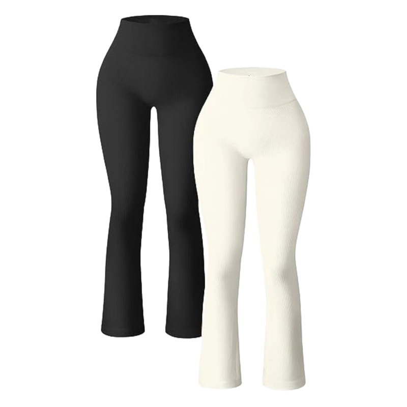 Europa y América transfronteriza 2023 deportes casual yoga pantalones costilla entrenamiento cintura alta pantalones acampanados polainas pantalones para mujeres image 1
