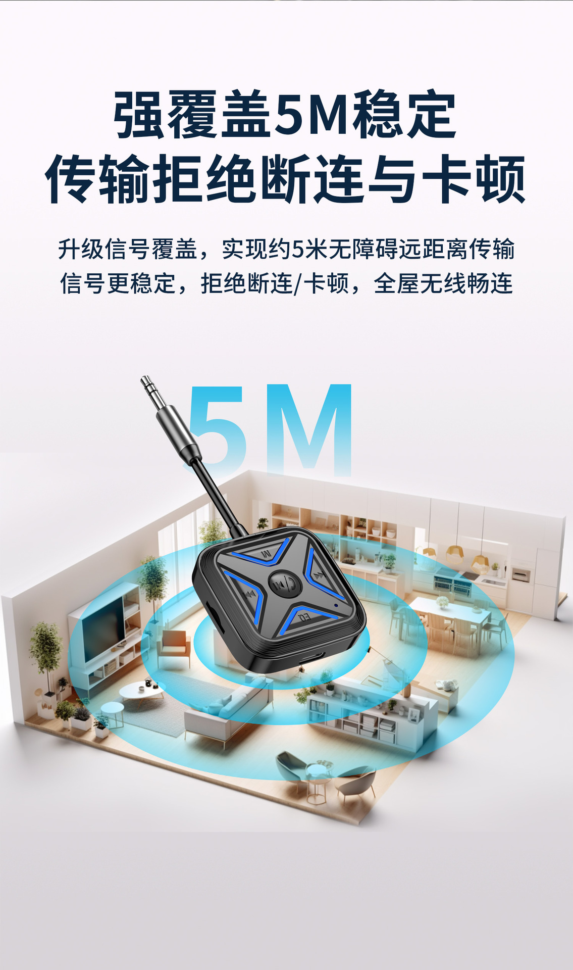Car USB Bluetooth 5.3 Receiver Aux Audio Conversion Cable Car Mp3 Audio Player Supports Tf Card
