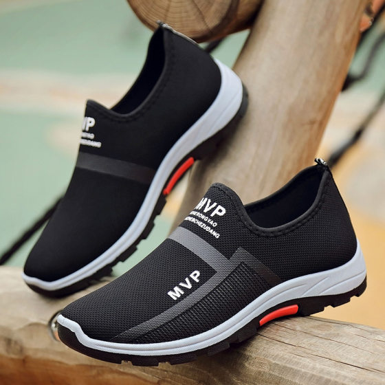 Autumn New Men's Shoes Breathable Flying Mesh Sports Casual Shoes Men's Lightweight Soft Sole Middle-aged and Elderly Dad Shoes