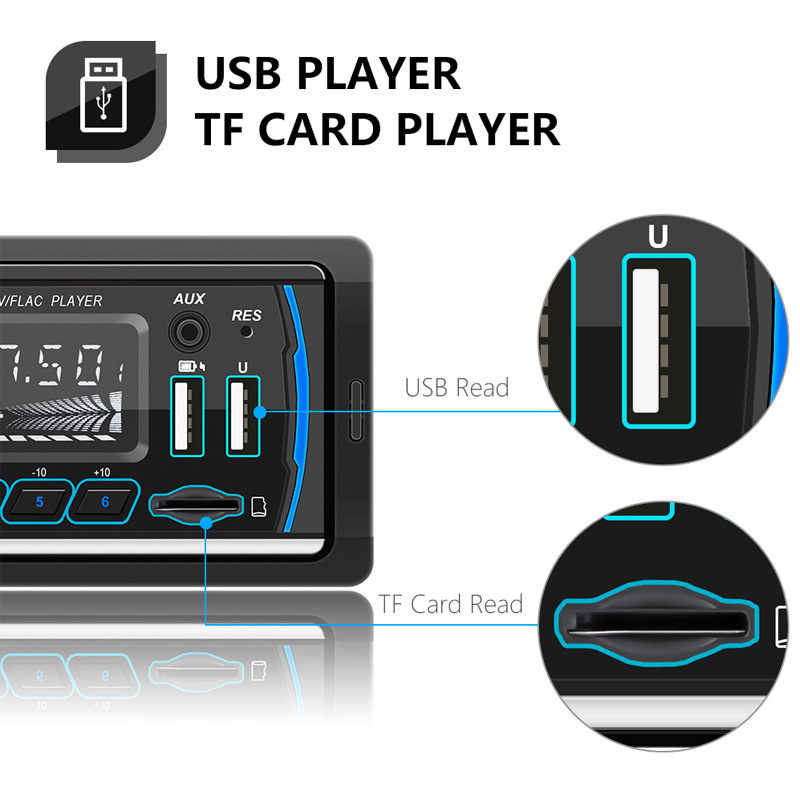 12V Car Dab Antenna Radio Mp3 Player Short Wireless Digital Broadcast Rds Bluetooth Hands-Free Card Insertion