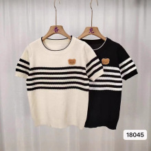 新款夏季韩版休闲短袖圆领套头百搭针织衫上衣女