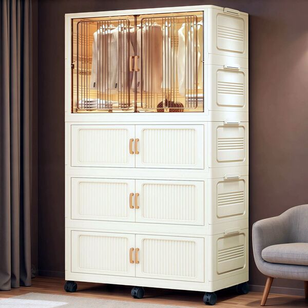 95CM wide thickened children's wardrobe baby storage cabinet plastic…