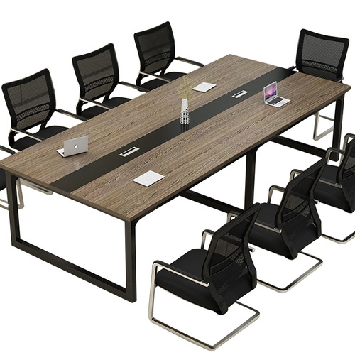 Meeting table, long desk, minimalist modern office desk and chair set, small conference room, negotiation table, long table, workstation