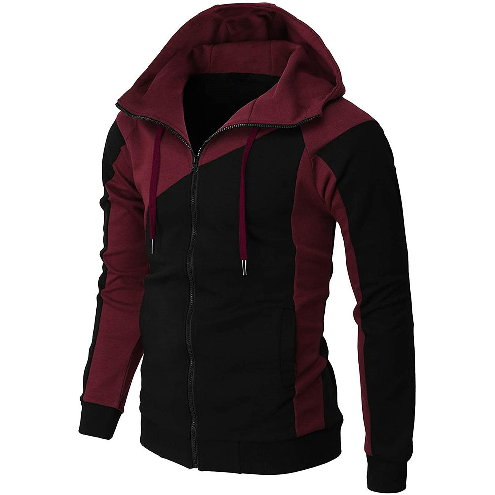 Neue Herbst- und Winterjacke mit kontrastierendem Reißverschluss und Kapuzenpullover, lässige Mode, langärmelige Sportbekleidung für Herren_voghion.com