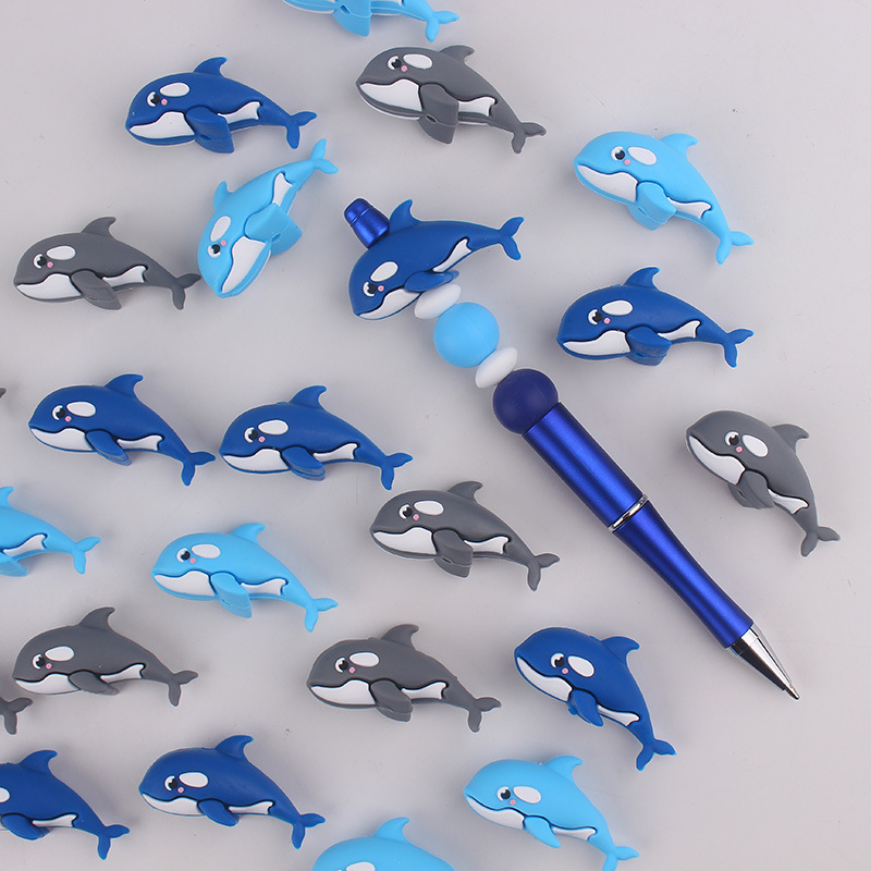 Cuentas de silicona de dibujos animados delfines 3D creativos cuentas decorativas accesorios diy goteo cuentas accesorios de cadena de tetina