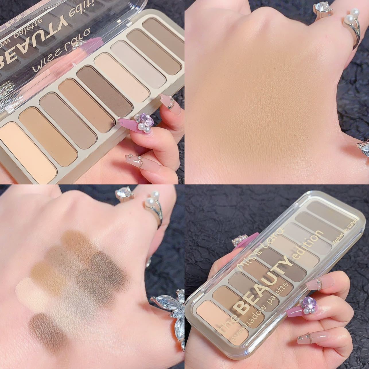 MISS LARA's new nine-color eyeshadow, featuring pearlescent sequins, glitter powder, and matte finishes, is an affordable beginner's Instagram makeup undefined