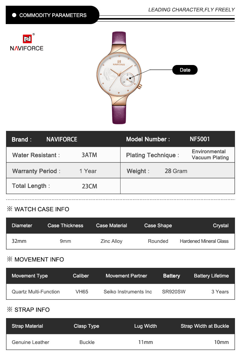 Multi-Function Quartz Leather Watch