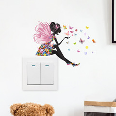 Shangyi SP-KG066 creative butterfly flower fairy wall sticker self-adhesive living room bedroom switch decorative switch sticker cross-border