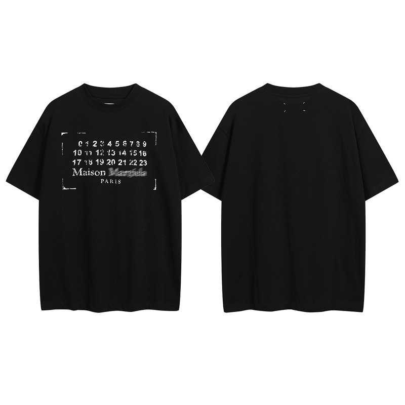 夏の新型クロスボーダーMM6アルファベット数字半袖男女カップルゆるい丸首純綿tシャツ半袖潮牌|undefined