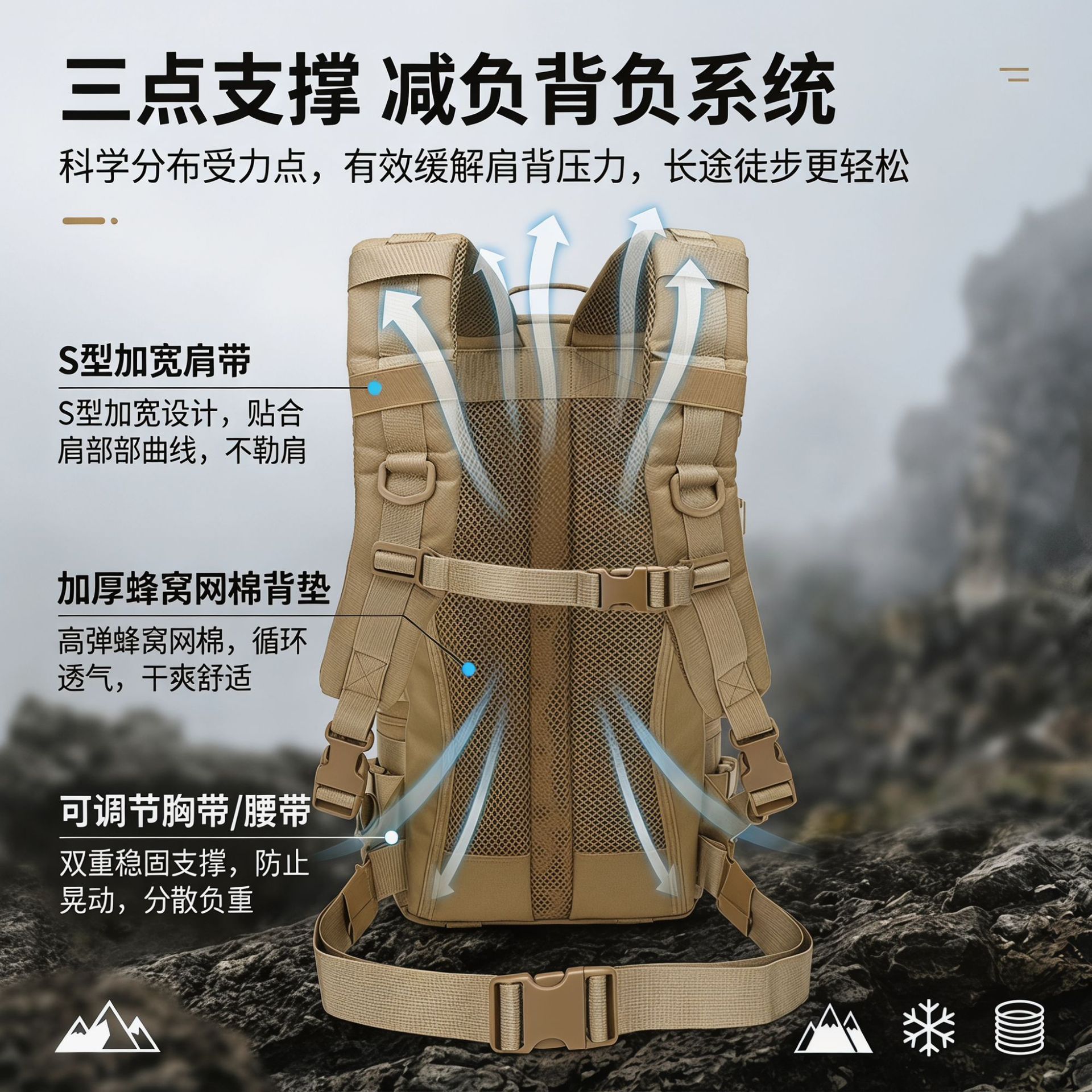 Mochila Táctica de Montañismo 1000D de Poliéster Impermeable para Acampar y Senderismo