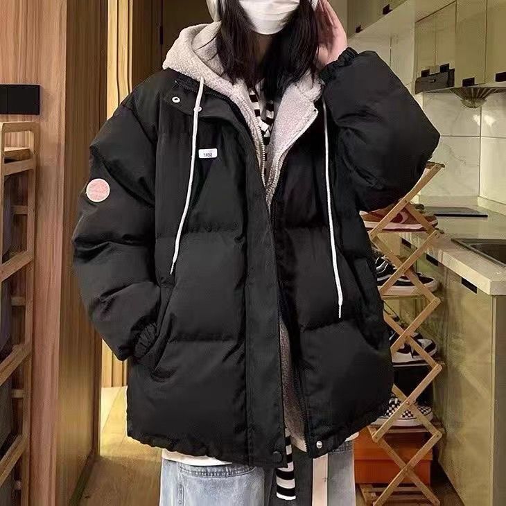 Korean Style down Jacket for Women, Thickened Winter Faux Two-Piece Loose Lamb Wool Coat, New Fleece-Lined Winter Wear 2025