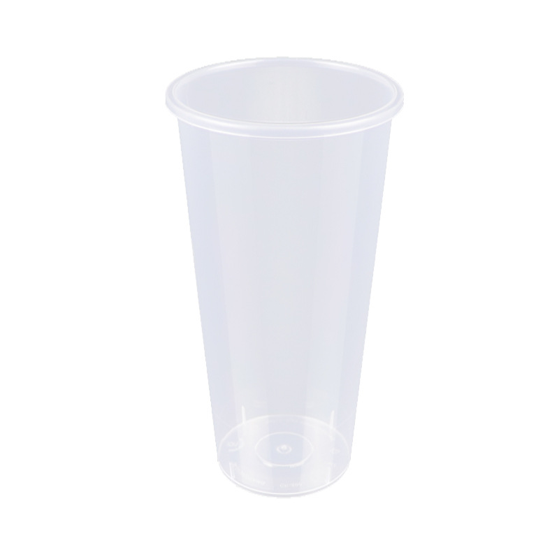 90 calibre de moldeo por inyección transparente desechable taza esmerilada con tapa jugo bebida fría taza de té de leche comercial taza de plástico doméstico