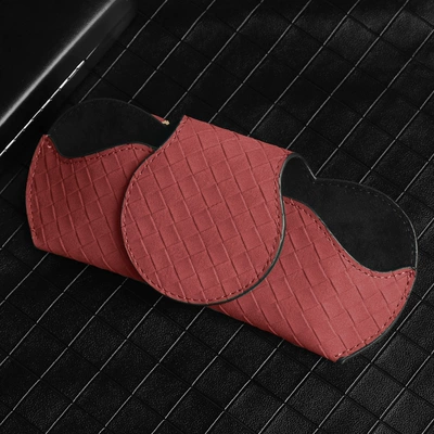 Car Plaid Leather Glasses Car Glasses Clip/Bill Clip - red