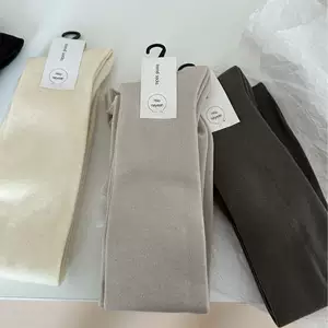 นวัตกรรมใหม่ฤดูใบไม้ร่วง–ฤดูหนาวจากหนานเย่ ถุงเท้าข้อสั้นกันหนาวผิวหยาบด้านในทำจากขนแกะแท้ สีพื้น ถุงเท้ายาวคลุมเข่า
