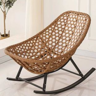 Home Balcony Rocking Chair Outdoor Leisure Single Recliner Rattan Bed Outdoor Courtyard Lazy Chair Elderly Nap Rattan P^