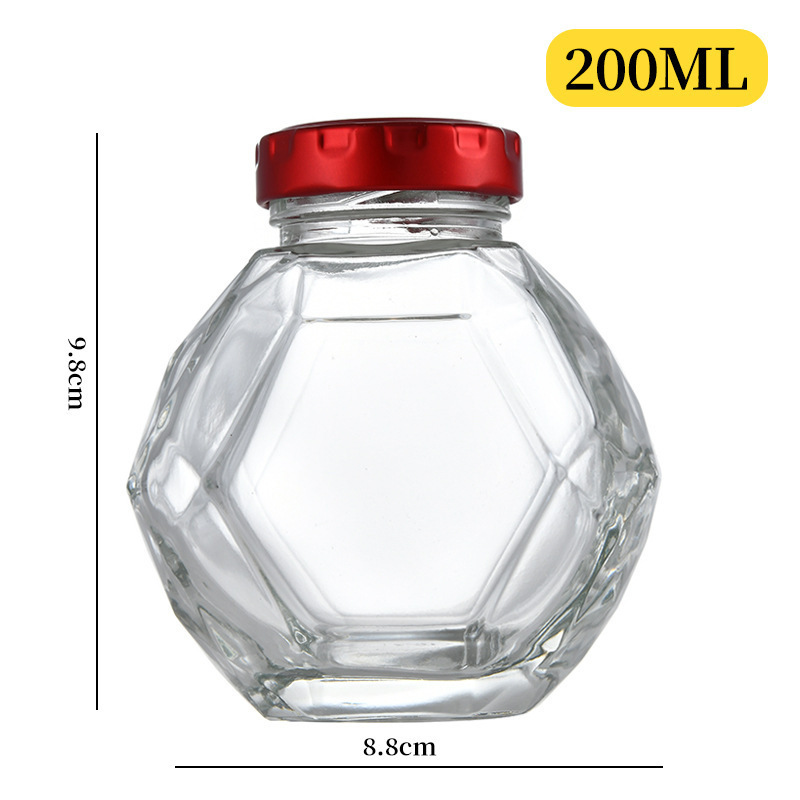 Frasco Hermético Hexagonal para Miel de Vidrio con Tapa de Madera y Cuchara Mezcladora image 8