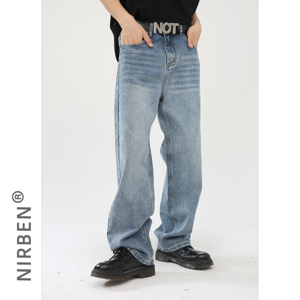 Quần jean nam ống rộng ống đứng dáng suông thoải mái phong cách Hàn Quốc — Xanh denim, Xanh lam đậm, Đen Xám