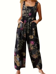 S 81051 Ethnic Patchwork Print Button Jumpsuit �����L�B�wѝ