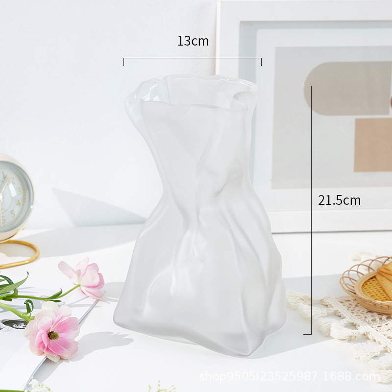 Moderno simple transparente fantasía papel origami jarrón de vidrio de alto nivel de sensación de sala de estar flor hidropónica decoración floral