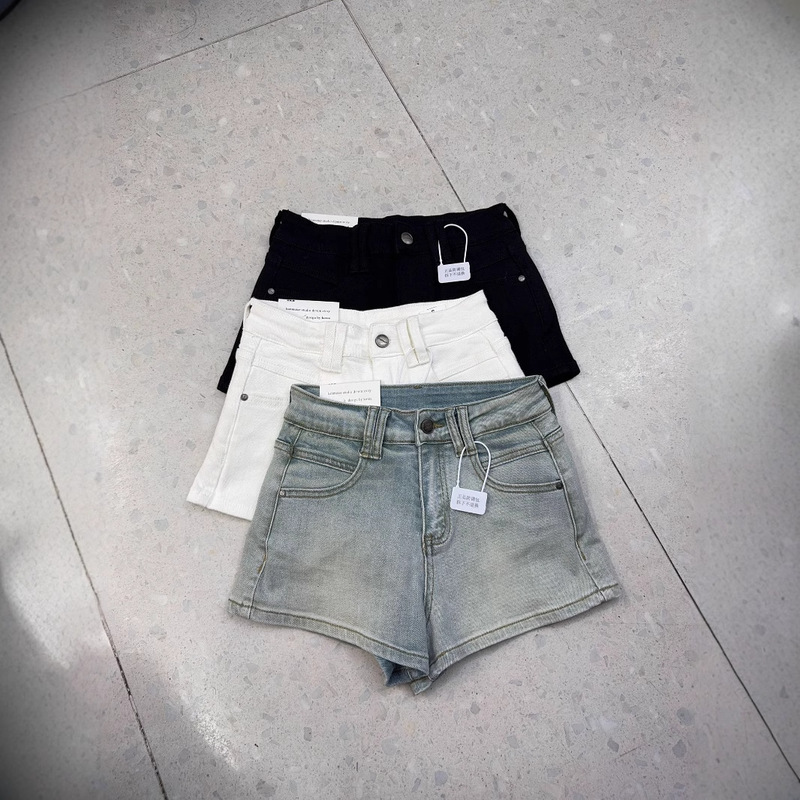 Hot Shot Hot Girl Denim Shorts Women's Long Leg Arc Notched High Waist Hot Pants Jeans 3922 Hip