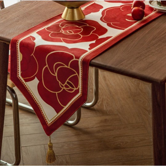 Sala de estar de boda mesa roja mesa de té decoración de la casa de bodas festiva tela de mesa de comedor tela de mesa festiva