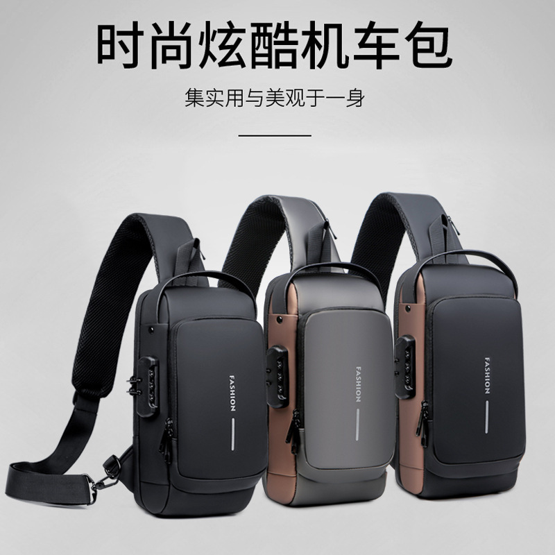 Men's Chest Bag with Password Lock, Anti-Theft Cycling Bag, Casual Outdoor Running Travel Waist Bag, Single Shoulder Crossbody Sports Backpack
