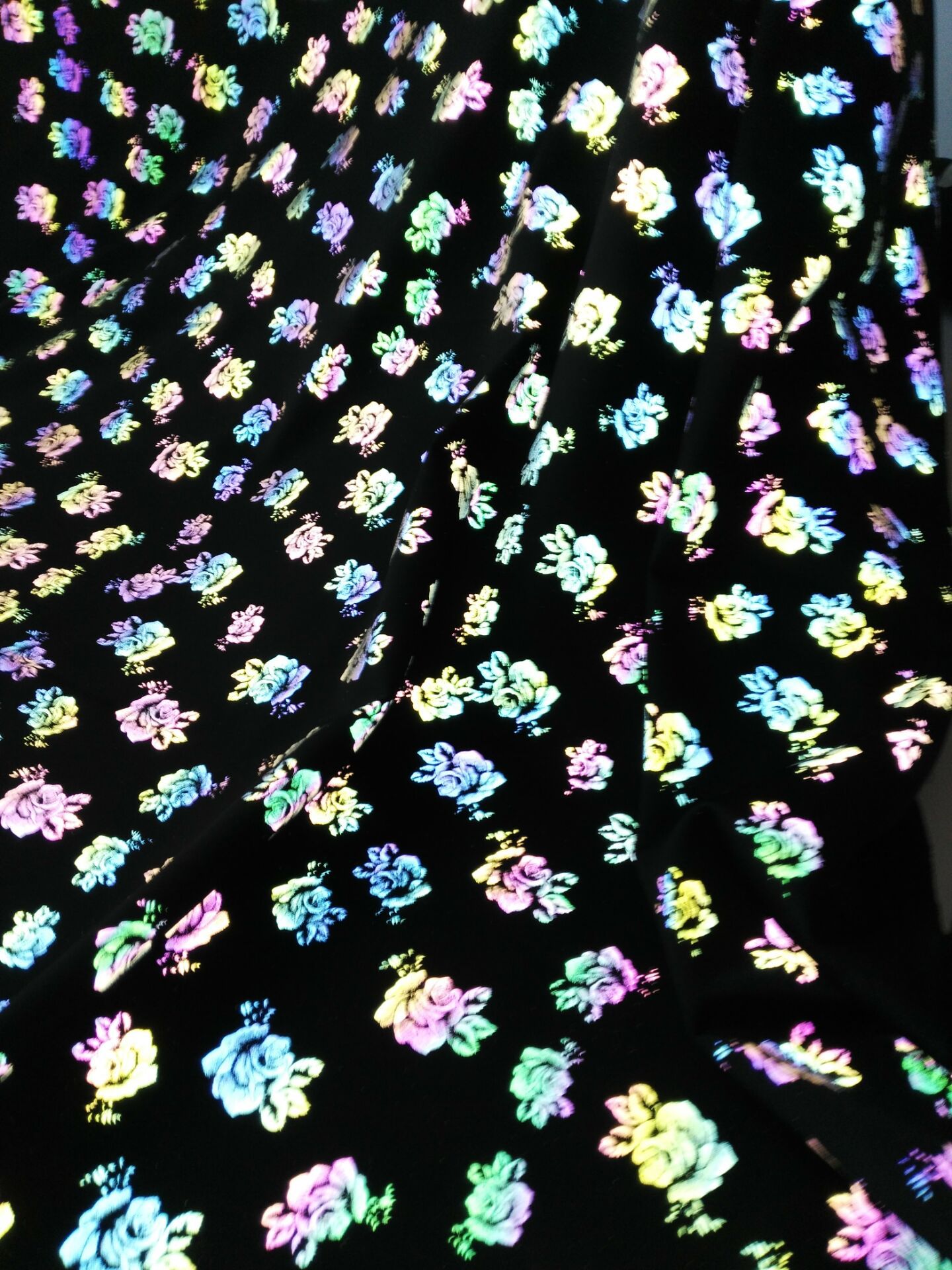 다채로운 장미 인쇄 스트레치 천