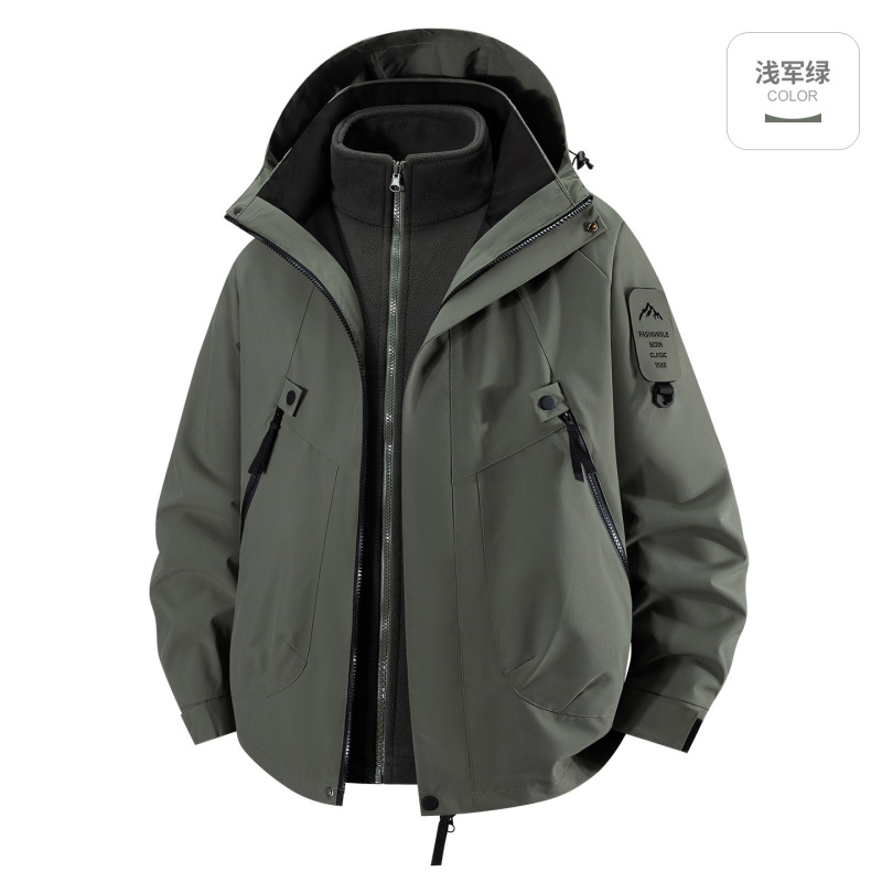 Tmall の同じスタイルのアウトドアカップルジャケット、女性用、スリーインワン防風防水ハイキングジャケット、男性用トレンディ|undefined