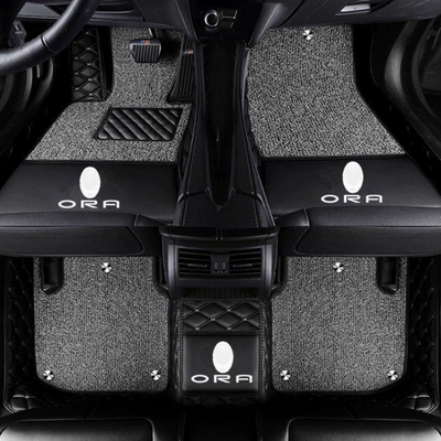 Modelə uyğun ayaqaltı – Cat, special full-coverage car floor mats - euleriq-double-layer-black-beige-gray-silk-loop