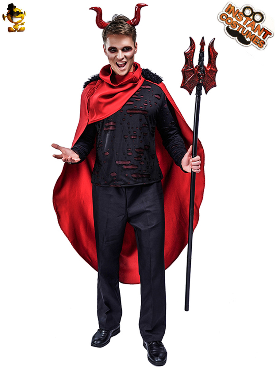 Traje de cosplay demonio de la llama de los hombres grandes traje de la muerte de los hombres adultos de Halloween image 4
