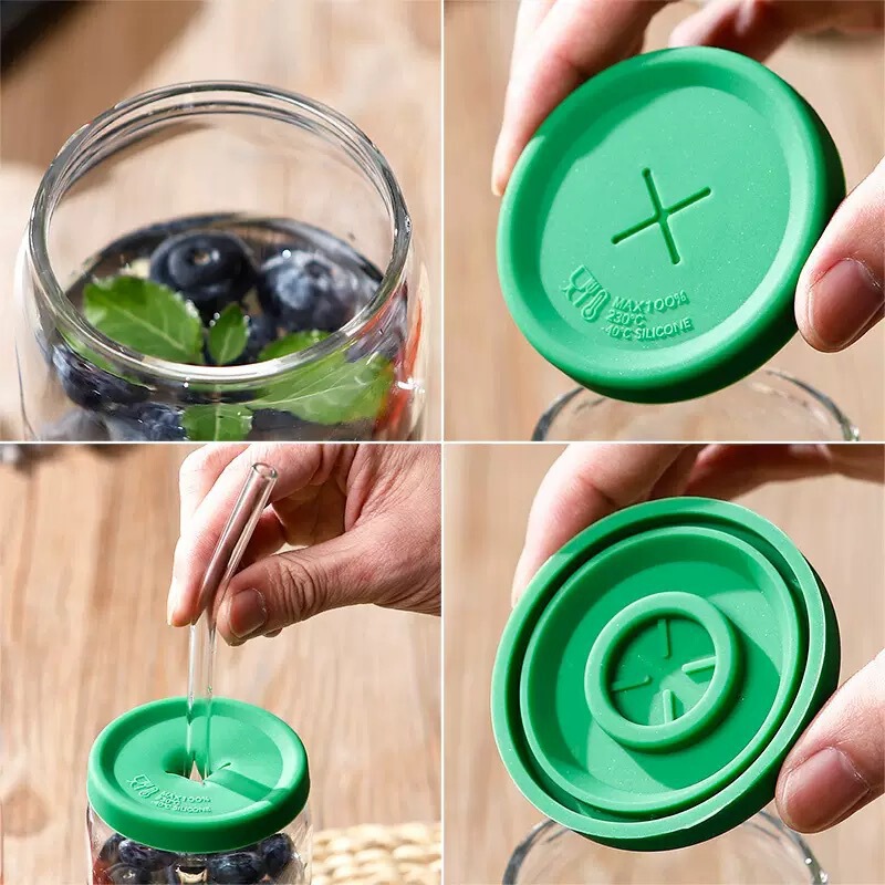 Food-Grade Silicone Cup Lid, High Temperature Resistant Cross Straw, Suitable for Small Diameter Ceramic Water Cups, Tea Cups, Glass Cups
