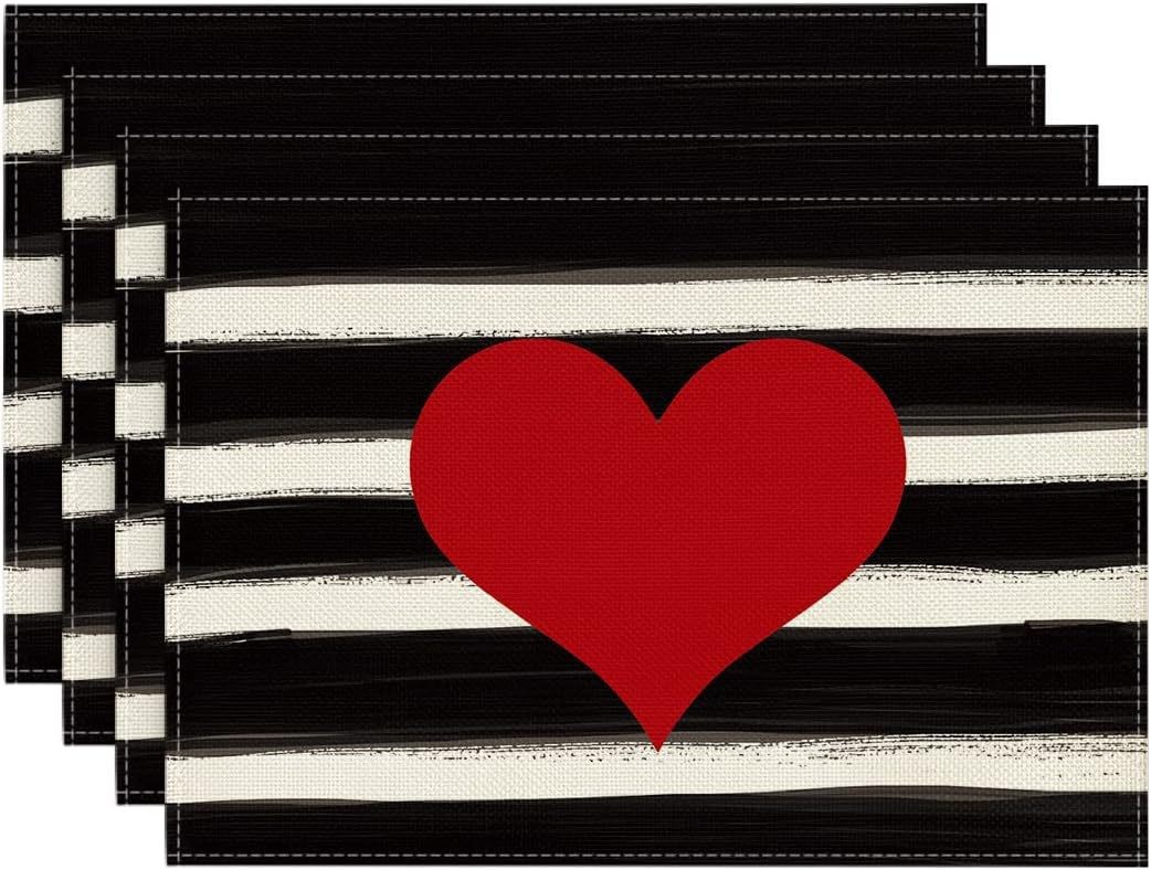 Juego de mantel individual y camino de mesa transfronterizo con estampado de corazones, mantel, tapete aislante térmico, decoración para ambiente festivo, tira larga nórdica para mesa de centro. image 12