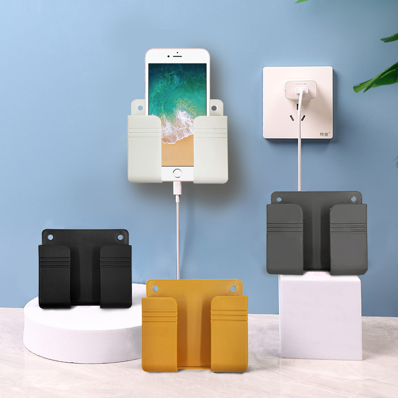 携帯電話充電ベーススタンド壁掛け粘着式リモコンラック収納ケース穴なし壁収納ラック|undefined