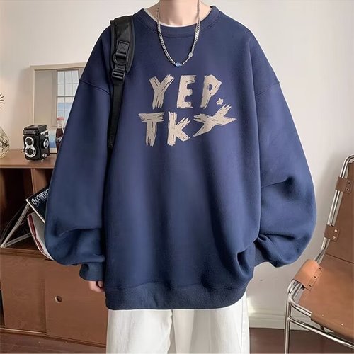 Men's Wine Red Round Neck Sweatshirt Spring and Autumn Season Underwear Base Shirt Fall Trend Brand Long Sleeve Hooded Top Coat