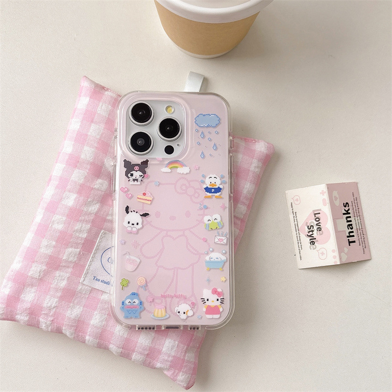 漫画カラフルなスターロングハット KT iPhone16 Apple 15ProMax/14/13 携帯電話ケースガールハートに適しています|undefined