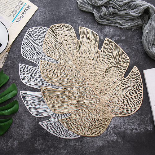 Wholesale coasters with cross-border creative design, irregular gold and silver plated, light luxury Nordic table mats, heat-insulating PVC coasters