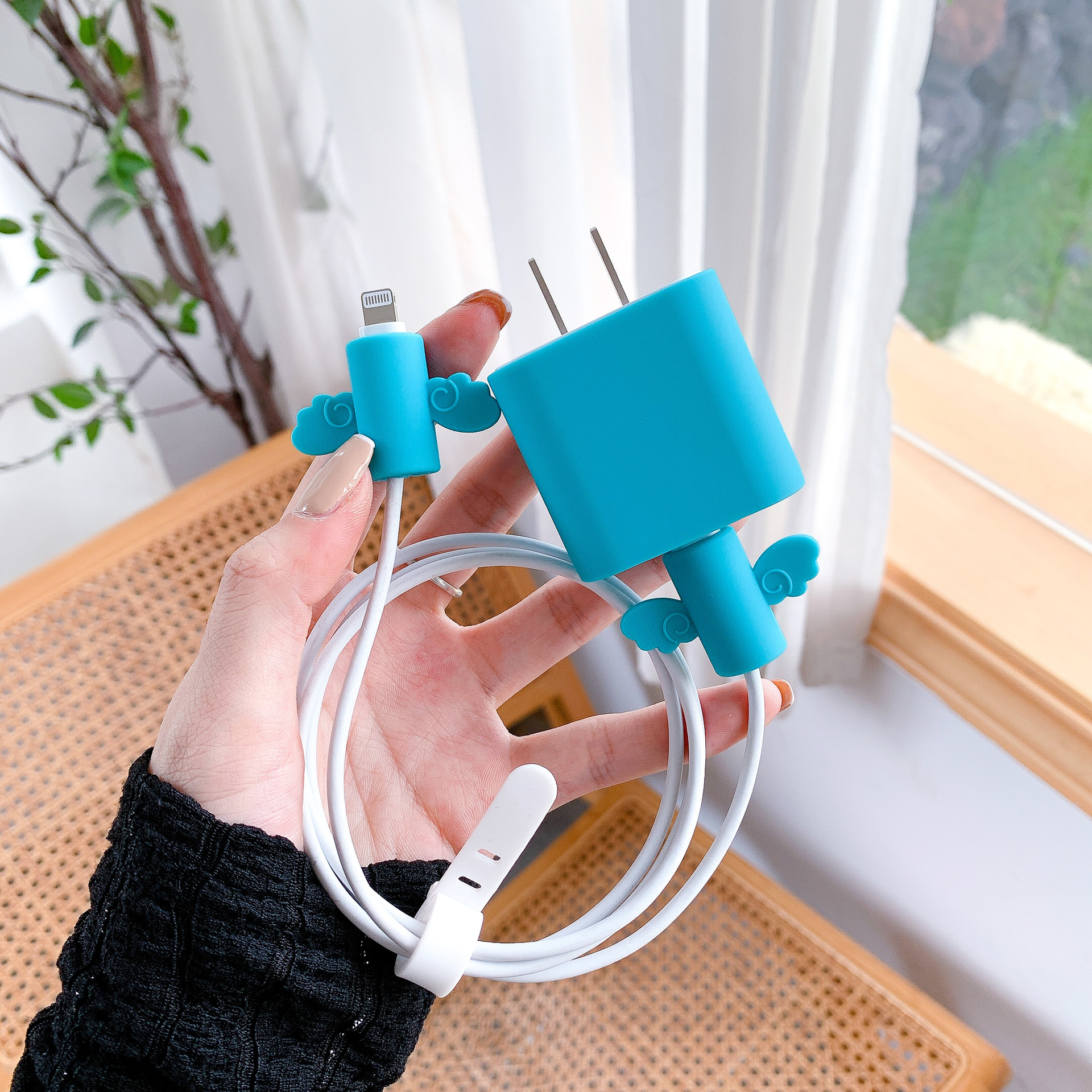 Geeignet für einfarbiges Silikon Apple 12 Datenkabel 20W mobiles Ladegerät Kopfschutz 18W Softcase_voghion.com