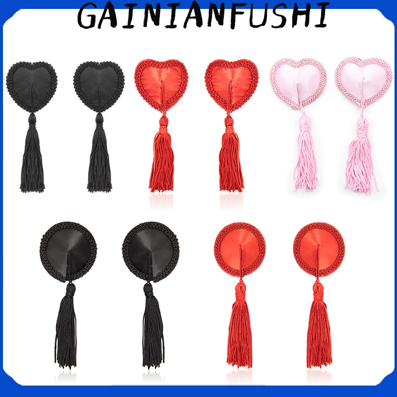 [Оптовая продажа женских секс-товаров силиконовые наклейки на грудь SM бархат с бахромой в форме сердца один предмет на отправку]