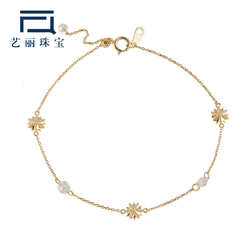 Yili Jewelry Simple Atmospheric 10K Gold Bracelet Three-dimensional Six-pointed Star Mosan Diamond Bracelet All-match Gentle Fashion Yili Jewelry Simple Atmospheric 10K Gold Bracelet Three-dimensional Six-pointed Star Mosan Diamond Bracelet All-match Gentle Fashion