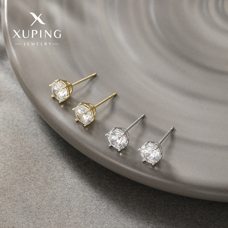 Pendientes de circonita de seis puntas de nuevo estilo Xuping para mujer, diseño sencillo estilo INS, pendientes básicos versátiles.