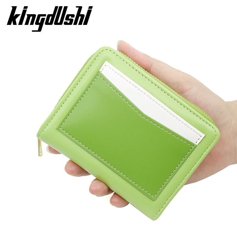 Nueva Cartera de mujer de moda simple multi-funcional contraste color monedero titular de la tarjeta hebilla de dos veces la cartera corta de las mujeres