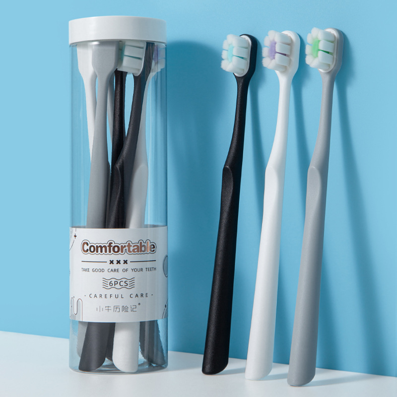 小牛历险记新一代扬州万根毛牙刷软毛家用桶装6支成人义乌百货批