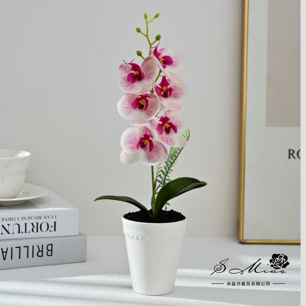 6 flores orquídeas mariposa pequeña simulación bonsai maceta creativa flores falsas decoración del hogar fotografía flores artificiales de boda