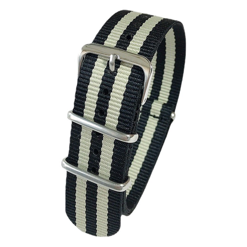 Factory direct fashion striped three-ring nylon watch with stainless steel metal buckle 18/20/22mm