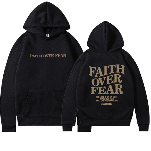 Cap sleeve FaithOverFear print hoodie