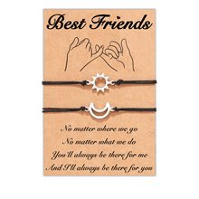 不锈钢日月手链手工编织可调节best friends情侣闺蜜套装友谊手链