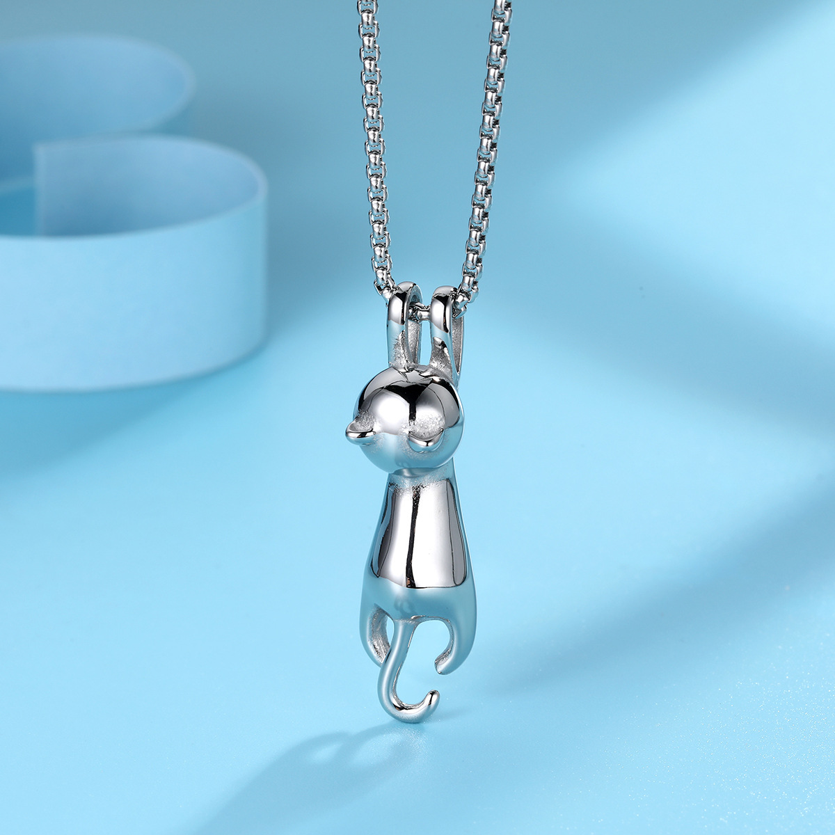 1 Piece Quantity Holiday, Shopping Occasion Titanium Steel Material Elegant Lady Cat Titanium Steel Pendant Necklace
